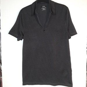 Alfani Men's Ottoman Zip Up Polo Shirt. Size S - Color Dark Grey and Black.